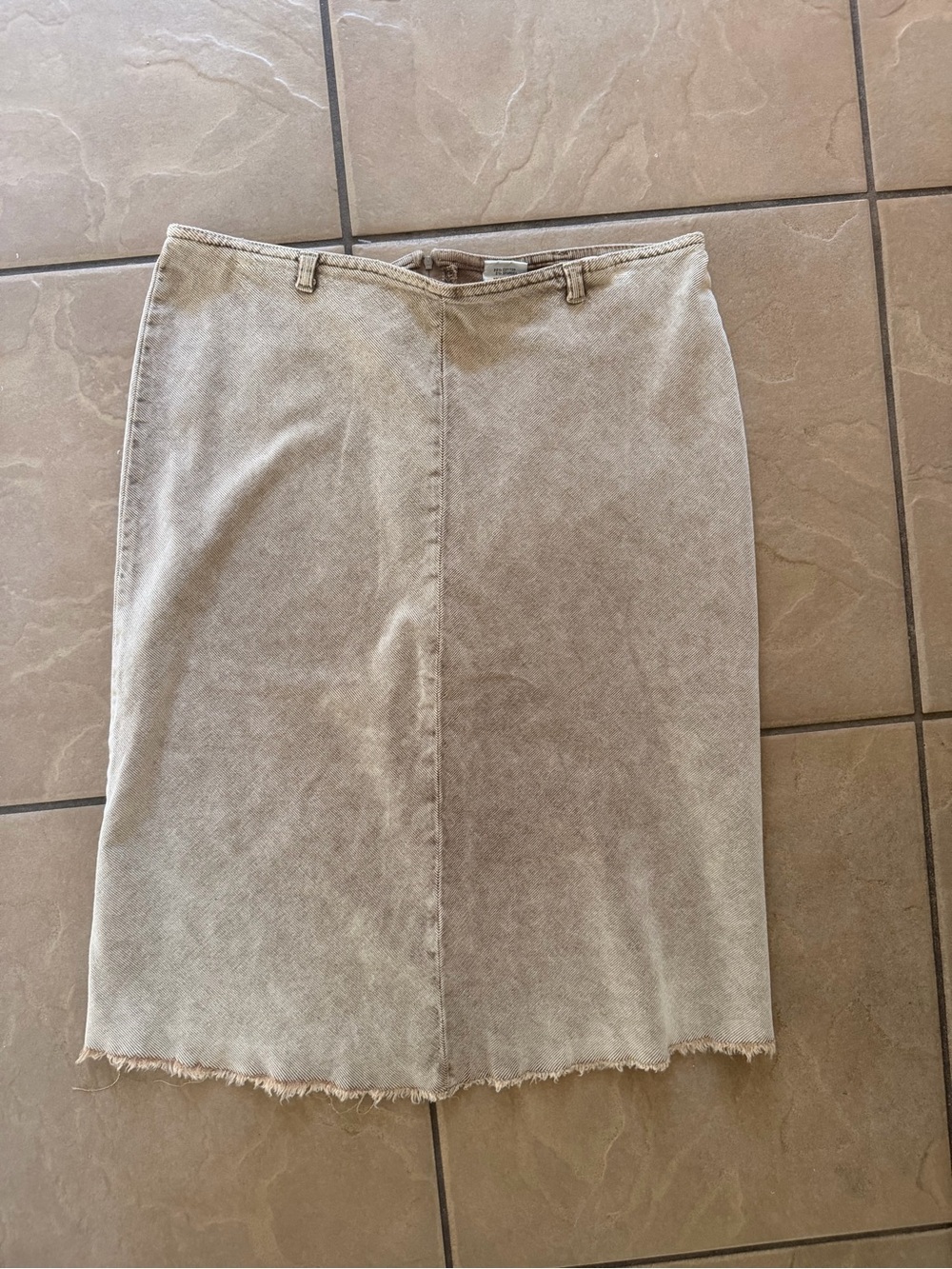 Washed Beige Midi Skirt